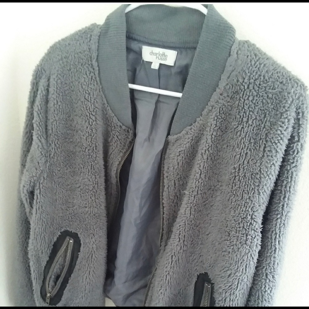 Charlotte Russe Grey Sherpa Jacket